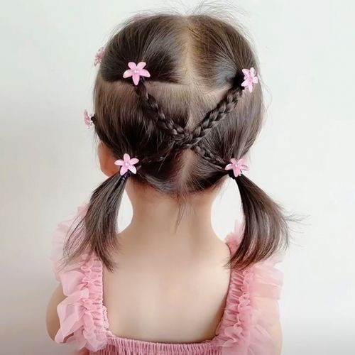 儿童编发小花发扣小女孩可爱盘发小辫子头饰女童迷你夹子发饰发夹