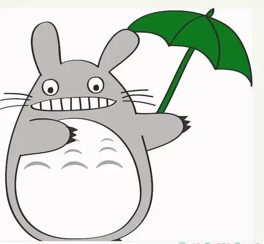 龙猫简笔画彩色拿伞