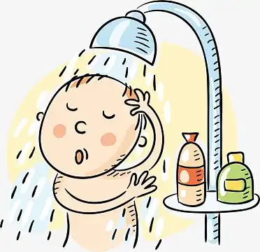 沐浴矢量aipng漂亮女人png热水器png卡通小狗洗澡素材png淋浴的水滴