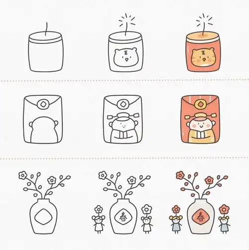 简笔画教程#手帐#手绘#春节#新年插画#简笔画#procreate#虎年手