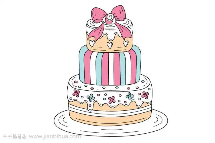 粉色生日蛋糕简笔画