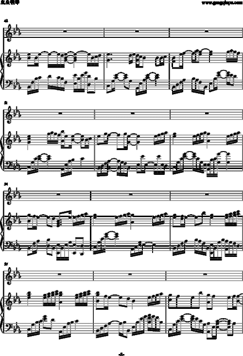 一半一半 洛天依 钢琴谱 五线谱