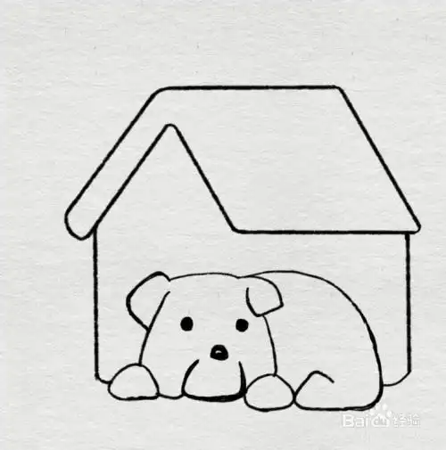 简笔画狗和狗窝