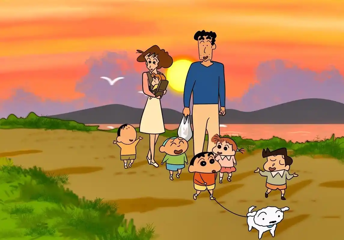 蜡笔小新夕阳下一处美丽的风景.