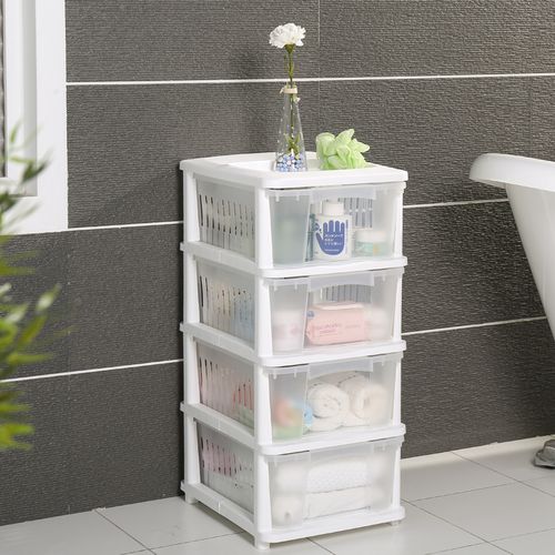 日式抽屉式塑料水果收纳筐整理箱 多层落地厨房置物架果蔬收纳篮