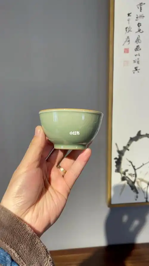 龙泉青瓷黄灿跳刀青雨茶碗茶盏茶具主人杯