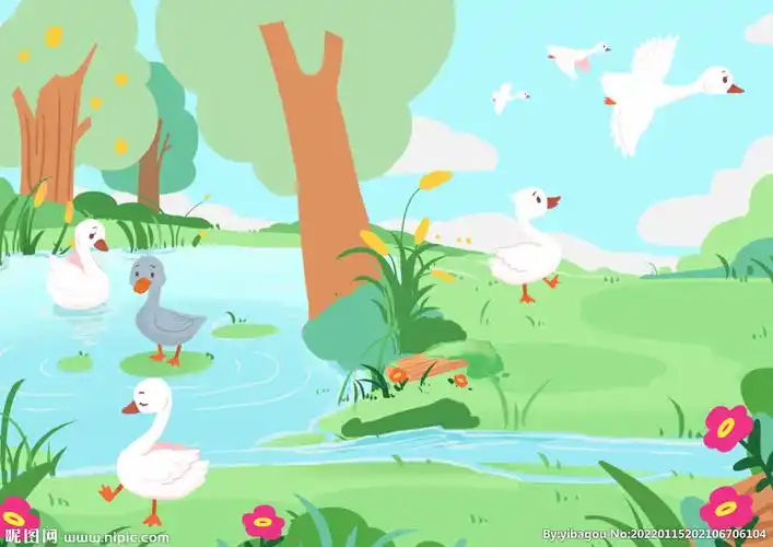 童话故事丑小鸭绘本儿童教材插画设计图__psd分层素材_psd分层素材