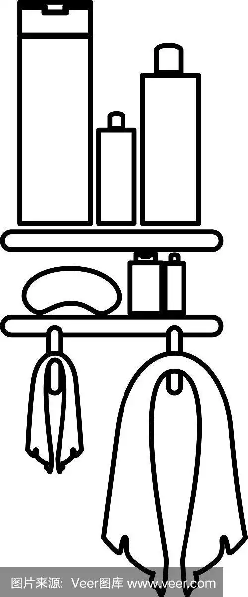 黑白轮廓的货架与美容产品