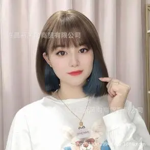 挑染新款假发套假发女短发全头套自然日常bobo仿真发时尚