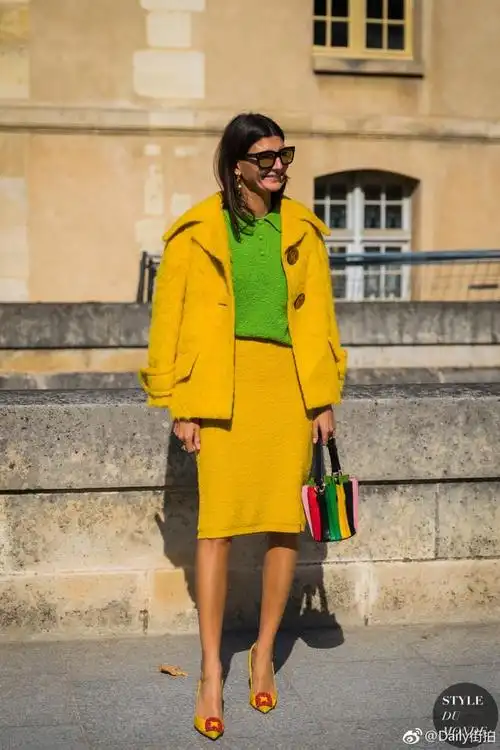 女装/搭配 女装街拍 服装搭配(黄色/橘色)