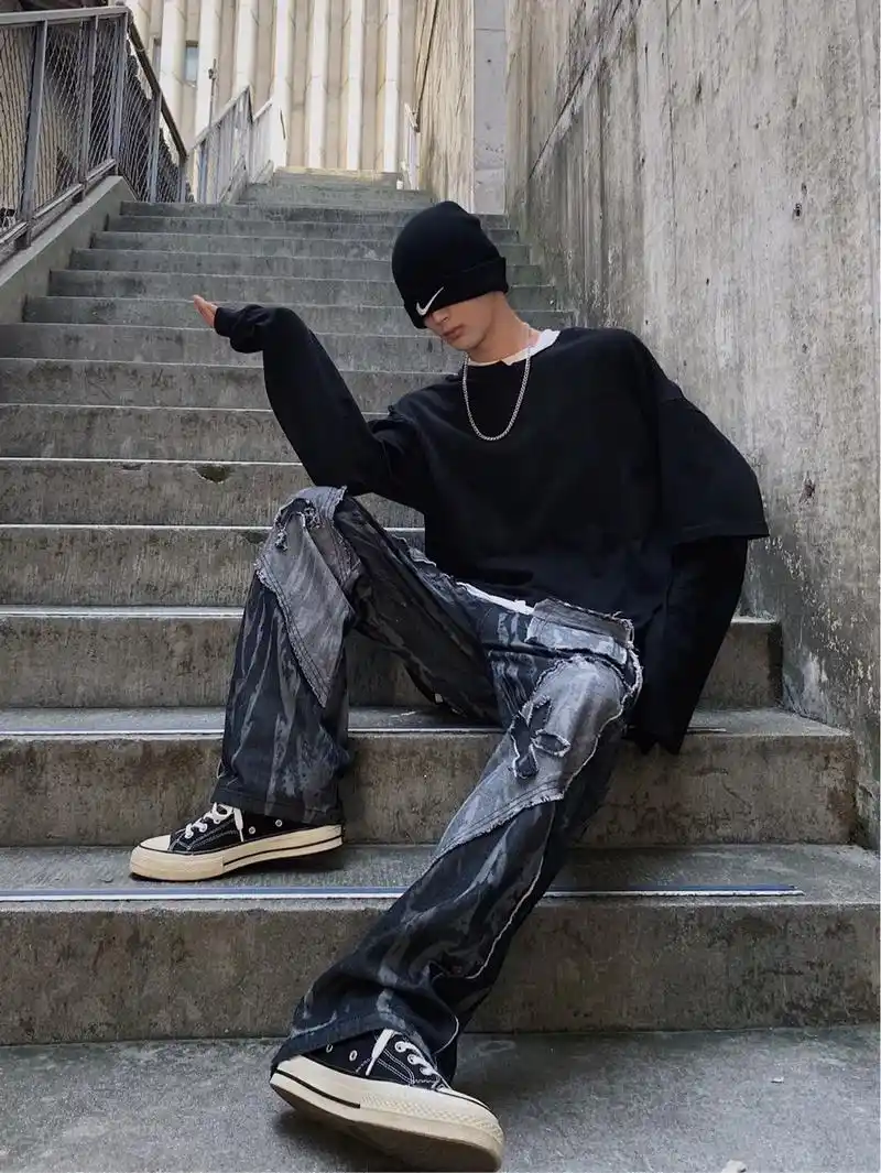 男生暗黑高街风百元平价穿搭