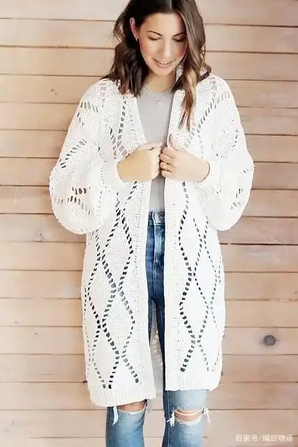 钩针编织 适合秋日穿搭的美丽又拉风的菱形花风衣