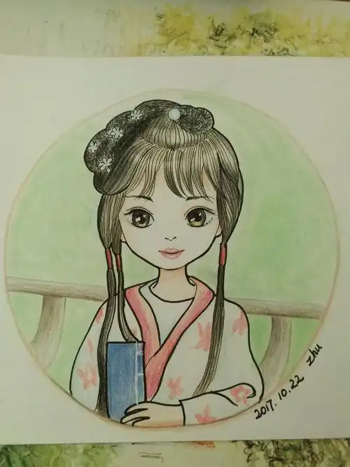 彩铅||q版头像(小黛玉) - 简书