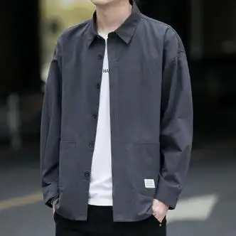 61优衣库69yqk长袖衬衫男士衬衫男工装衬衫休闲衬衣外套潮灰色l