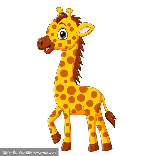 可爱的小长颈鹿卡通孤立在白色的背景