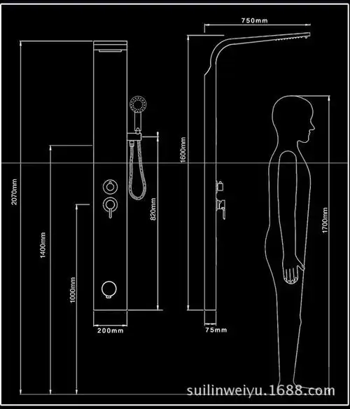 304不锈钢淋浴屏恒温卫浴花洒喷头套装沐浴龙头按摩多功能淋浴柱