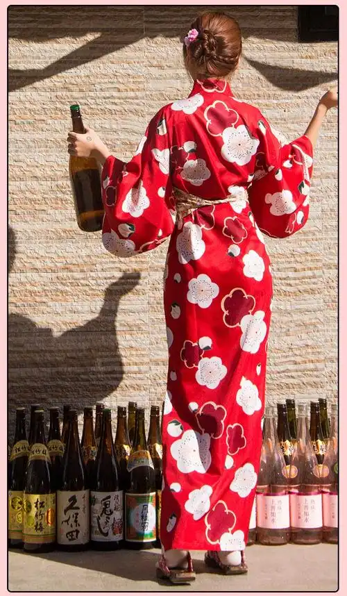 猫老师日式复古日常和服动漫cosplay女装浴衣红色文艺居家休闲服