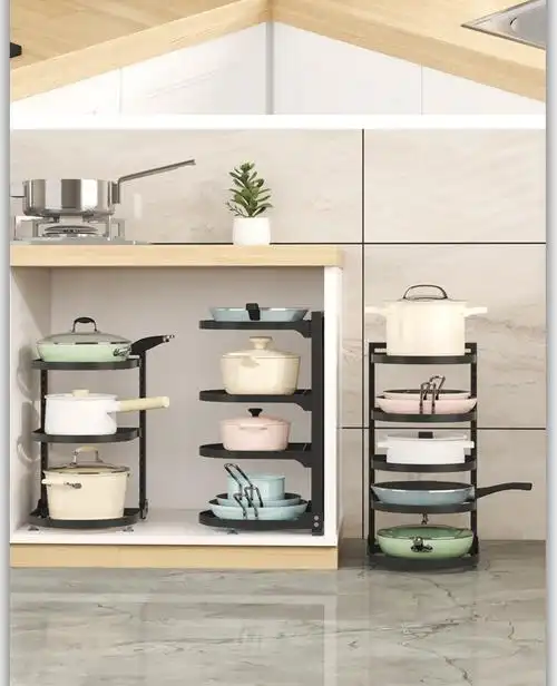 煤气灶台柜厨房灶台锅架置物架家用多层台面转角放锅具下水槽橱柜内