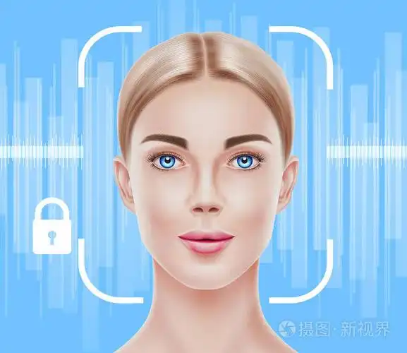 女孩的矢量人脸识别生物特征扫描