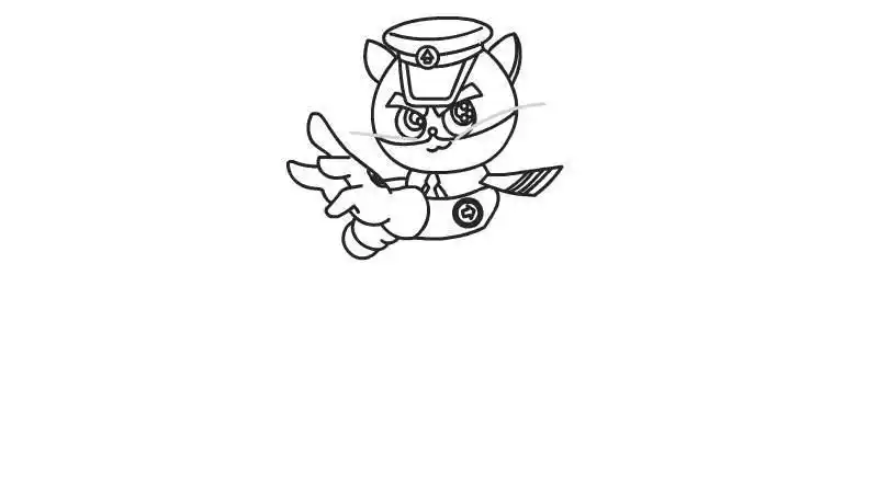 白猫警员幼儿简笔画