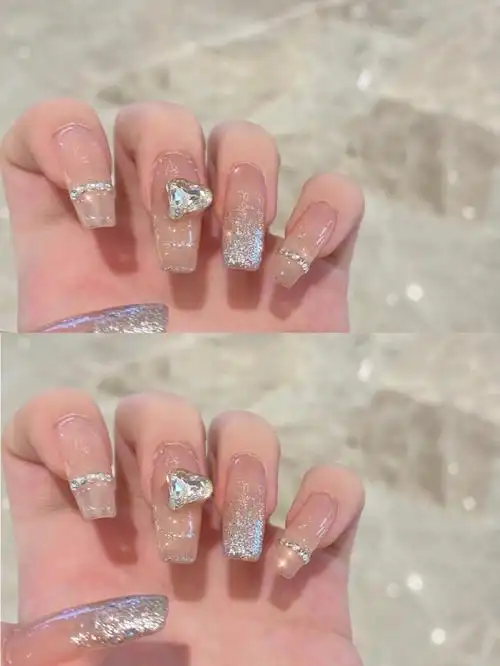 夏日限定清透水钻美甲