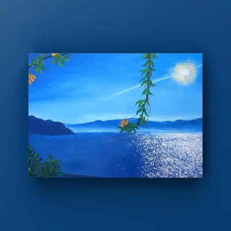 油画棒|大理洱海风景画临摹.#油画棒 #零基础学画画 #一学 - 抖音