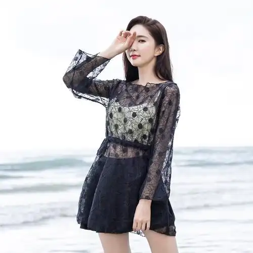 包邮 温泉大码泳衣女胖mm 分体三件套ins蕾丝 韩国显瘦宽松时尚优雅