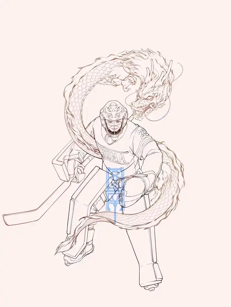 女子冰球队守门员稳守"龙"门,太霸气了#插画 #绘画 #pr - 抖音