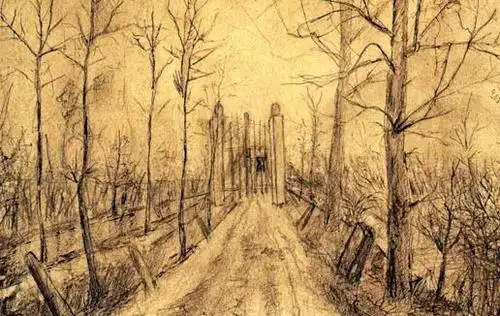 树木森林小路河流风景素描画梵高22幅