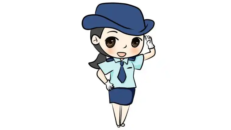 1,首先画出女警察的头部轮廓,再画出她的帽子和五官.