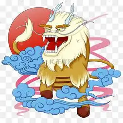 天禄麒麟青玉插画神兽麒麟卡通手绘设计可商用元素时尚百搭麒麟翡翠绿