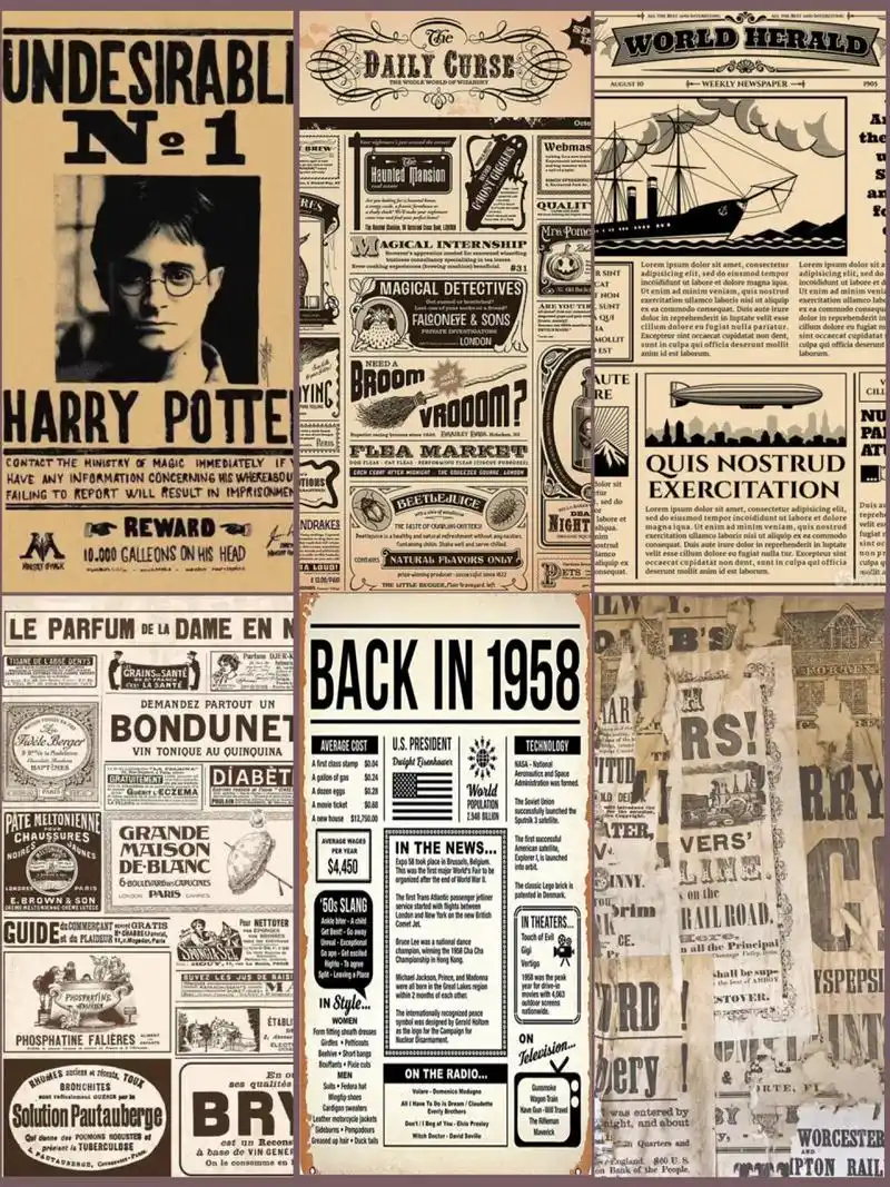 原创壁纸157期 复古美式 英文旧报纸 9215私自商用 9215二改