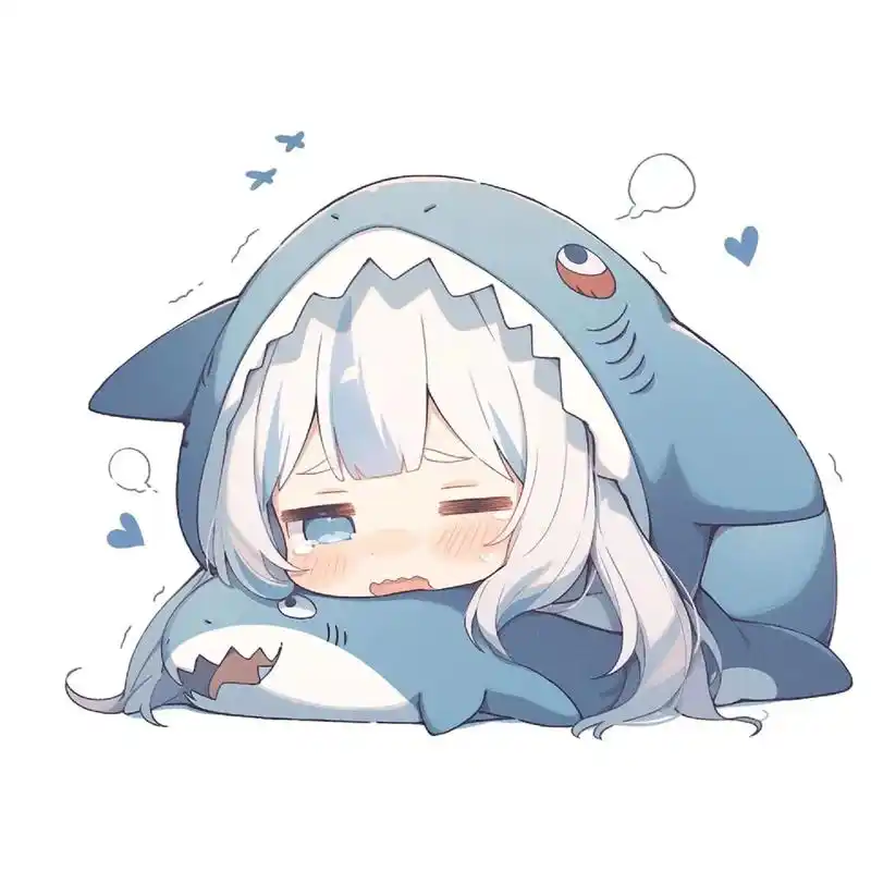 鲨鱼女孩,为什么每天都好困哦困#可爱头像#搞怪头像 #二次元 - 抖音