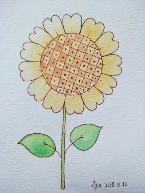 水彩练习向日葵画法78910