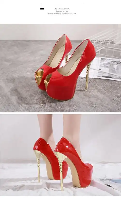 2020春季新款细跟超高跟浅口防水台鱼嘴女单鞋1111-21 (35-43码)