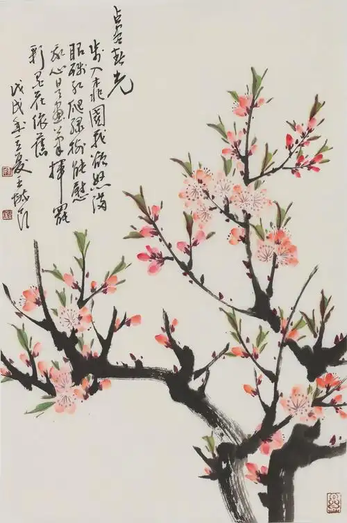 桃之夭夭独树一帜实力派画家王毓民桃花赏析