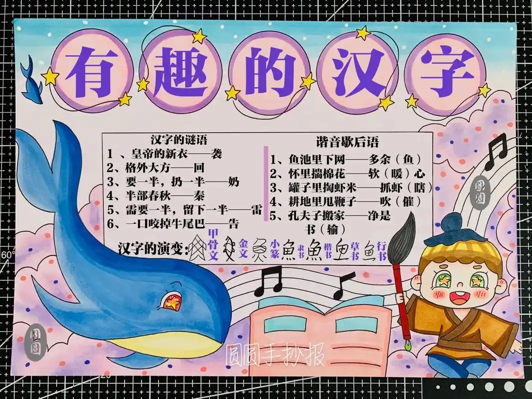 汉字手抄报2张.#有趣的汉字手抄报#汉字真有趣手抄报#汉字手 - 抖音