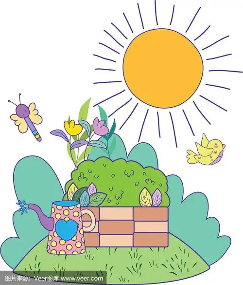 美丽可爱的花园有蝴蝶的场景