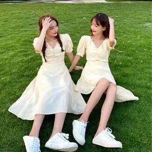 2022夏季不一样的闺蜜姐妹装炸街超仙套装裙子小众设计感一长一短