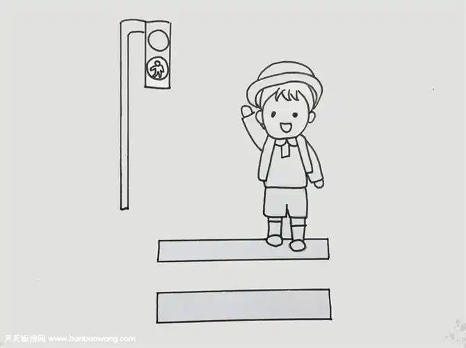 第1页简笔画红绿灯和斑马线怎么画小朋友过斑马线简笔画小学生过马路