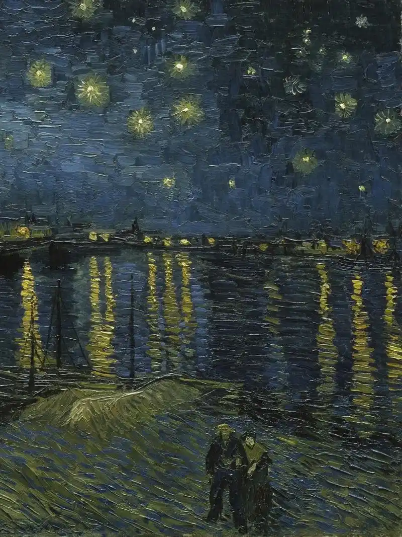 每日鉴赏梵高罗讷河上的星夜