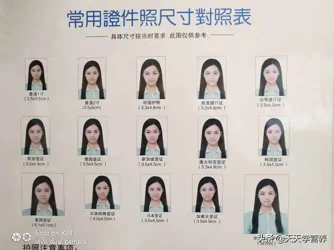 照片尺寸大小常用证件照厘米英寸尺寸对比