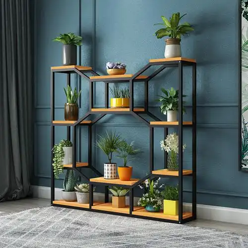 铁艺小空间花架置物架阳台多层室内客厅家用隔断落地绿萝花盆架子