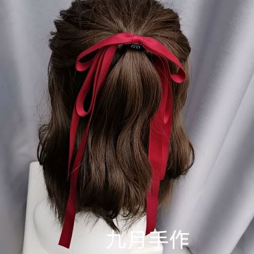 少女心发带双层蝴蝶结飘带头绳马尾发绳长飘带发圈皮筋新款定制