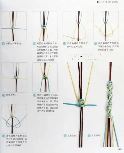 四股绳的编法图解编一个平结