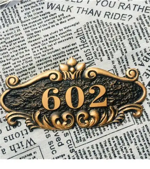 门牌定制 仿古铜门牌酒店宾馆会所欧式门牌订制门牌号码牌家用定做 黄