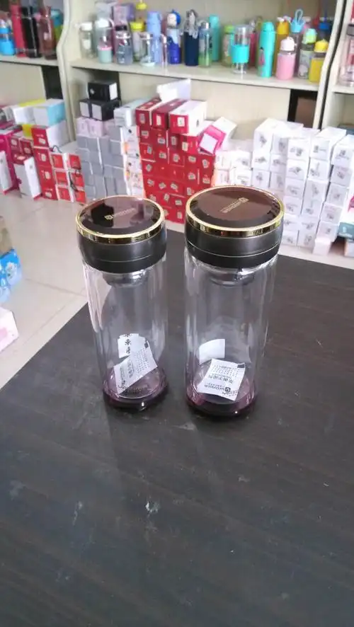 亚泰水晶贵族双层玻璃杯紫气东来商务男女女士防漏泡茶玻璃杯