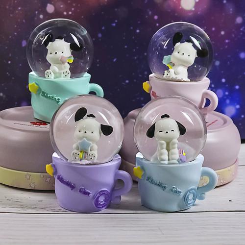 创意独角兽闪灯光树脂恋爱水晶球摆件带雪花可爱女生闺蜜生日礼物