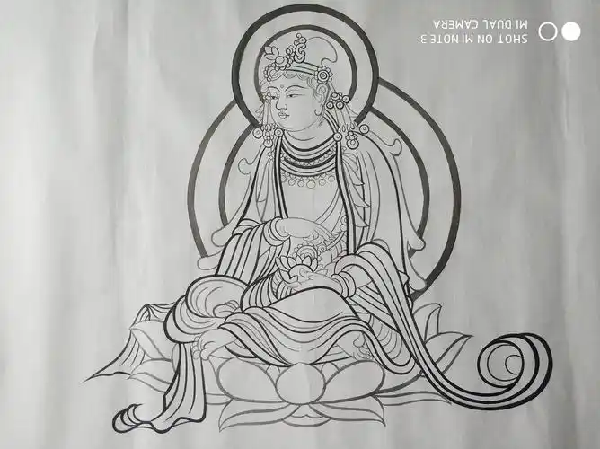 敦煌壁画人物线描稿|纯艺术|绘画|秦鹏岩彩画_原创作品-站酷zcool