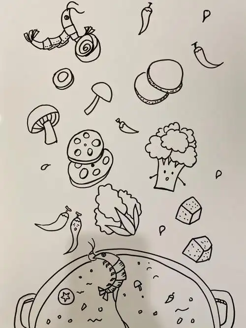 儿童画7515简笔画7515吃火锅啦7515儿童